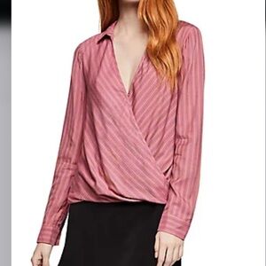 NWT BCBGeneration Pink Striped Wrap Top SZ XS